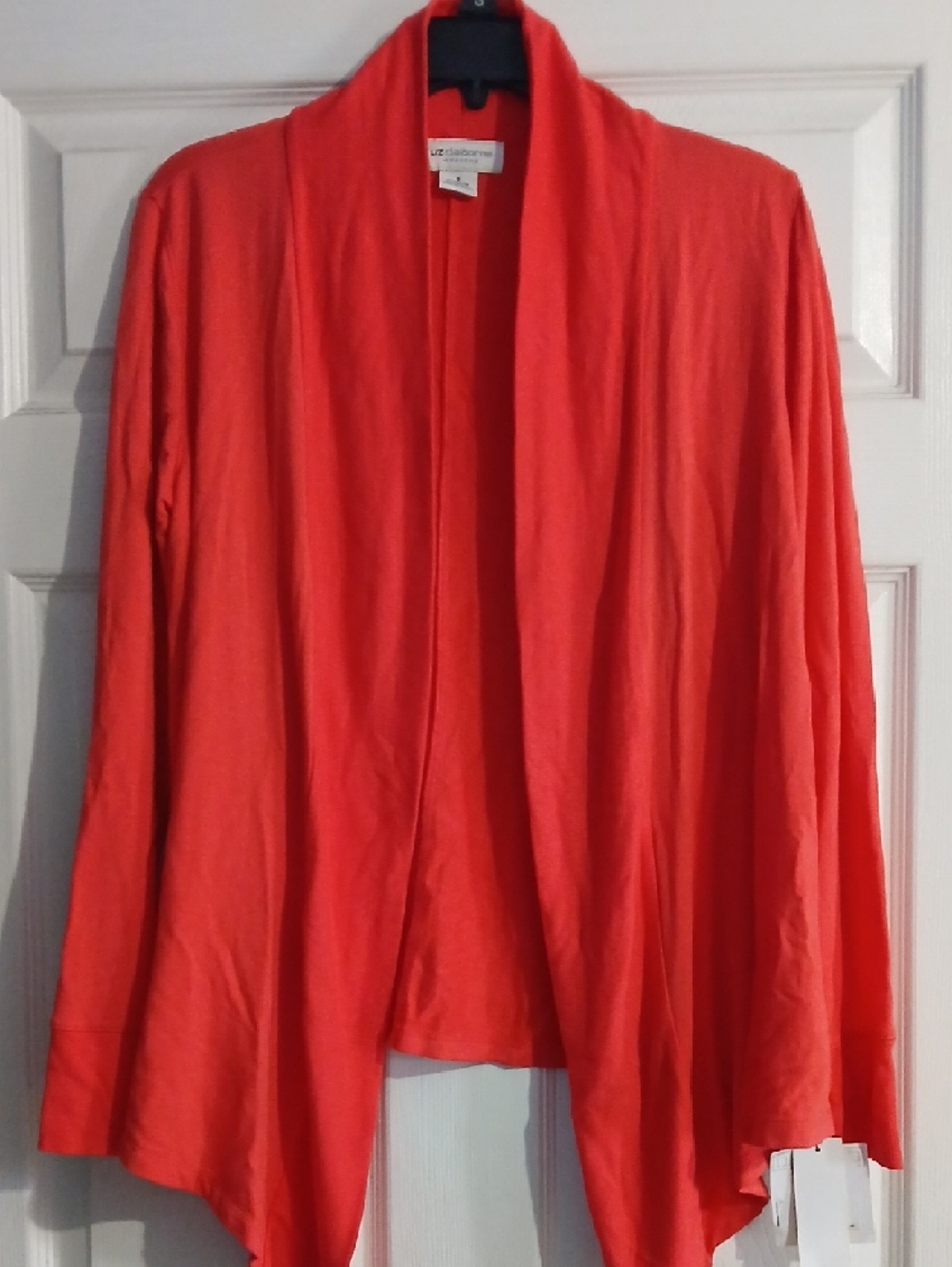 Liz Claiborne Coral Open-Front Draped Cardigan - Picture 3 of 9